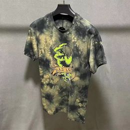 Men's T-Shirts Summer Punk T-shirt Unisex Short Sleeved Men Cotton Tees Casual O-Neck Tie-Dyeing Simple Breathable Print Top 230607