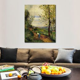 Impressionist Landscape Canvas Art Landscape with A Man Digging Camille Pissarro Painting Handmade Artwork for Hotel Lobby