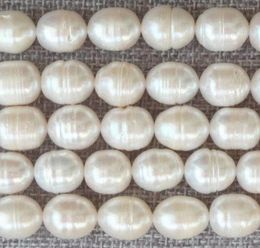 Loose Gemstones Jewellery Natural 10-11MM White Rice Freshwater Pearl Beads 15''