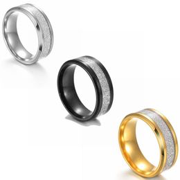 Punk Titanium Steel Ice Silk Foil Rime Women Mens Rings Fashion Simple Accessories Jewelry gift Wholesale