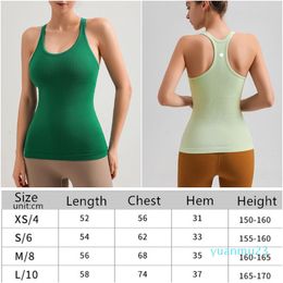 LL-88289 Womens Yoga Outfits Sleeveless Shirts Solid Color Sports Vest Running Excerise Fitness Girls Jogging Trainer Sportswear Close-fitting Breathable With P