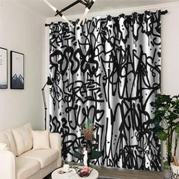 Curtain Black And White Blackout Living Room Bedroom 3D Curtains Printing Abstract Window Kitchen Door Drapes