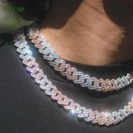 Luxury 925 Sterling Silver 2 Tone Baguette Cut d Vvs Moissanite Diamond Cuban Chain Hip Hop Necklace for Men Women
