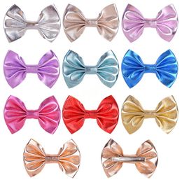 Infant Solid Colors Bowknot Hairpins Glitter Handmade Bow Hairclip Hair Accessories Photography Props Birthday Gifts