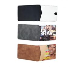 DHL50pcs Wallets Sublimation DIY White Single Sided Blank PU Two Foldable Short Credit Card holders Father'S Gift