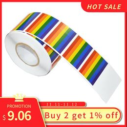 Stamping 500 Pieces Gay Pride Rainbow Stickers On A Roll,Support Lgbt Causes,Pride Flag Labels For Gifts,Crafts,Envelope Sealing,1.2 X