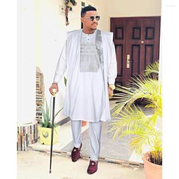 Ethnic Clothing H&D African Clothes For Men High Quality Suit Tradition Wedding Party Robe Embroidery Shirt Pants 3 Pcs Set Trads Wears