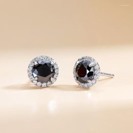 Stud Earrings Black Mossanite 925 Sterling Silver Sparkling Diamond Jewelry For Women Luxury