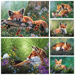 Stitch 5D DIY Diamond Embroidery Fox Full Square/Round Drill Diamond Painting Cross Stitch Animal Handicraft Home Decor Art Gift