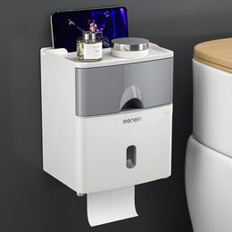 Holders Wall Mount Toilet Paper Holder Waterproof Tissue Storage Box Toilet Roll Organizer Punching Free Bathroom Accessories