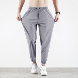 Pants Large Size Ice Silk Summer Quick Drying Air Conditioning Leisure Sports Korean Fashion Loose Men'S 9Point Pants