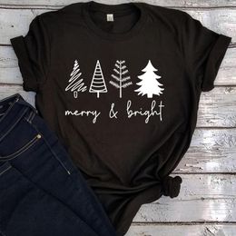 Women's T Shirts Merry Christmas Trees Tshirt Holiday Women Clothing Winter Aesthetic Clothes Casual Harajuku Top