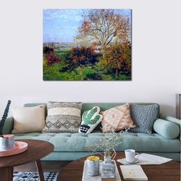 High Quality Handcrafted Camille Pissarro Oil Painting Autumn Morning at Eragny Landscape Canvas Art Beautiful Wall Decor