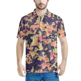 Men's Polos Camouflage Pattern Men's Slim Fit Polo Shirt Brand Men Short-Sleeved Summer Multicolor Multiple Choices Holiday Beach Party