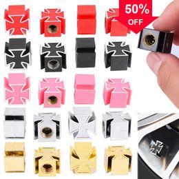 Car 4Pcs Cross Style Valve Caps Car Motorbike Bicycle Tyre Valve Stems Cap Cross Shape Dustproof Covers Tyre Accessories