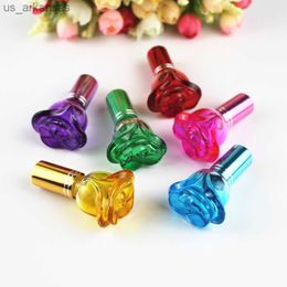 Fragrance 10pcs/lot 6ml Mini Colourful Rose Shaped Glass Perfume Bottle Parfum Fragrance Cosmetic Packaging Bottles Refillable Vials L230523