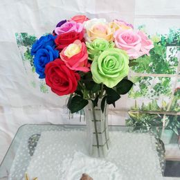 Decorative Flowers 5PCS 51CM Artificial Brushed Fabric Rose Bridal Bouquets Fake Plant Bionic Wedding Party Decoration