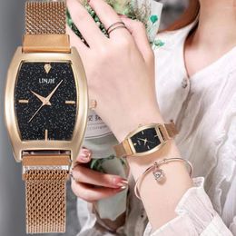 Wristwatches Simple Square Women Watches Fashion Casual Ladies Stainless Steel Magnet Black Female Quartz Clock Damenuhr Gift