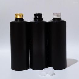 Storage Bottles 300ml Empty HDPE Black Cosmetics Bottle With Aluminium Screw Lid 10 OZ Liquid Soap Shower Gel Squeeze Cosmetic Packaging