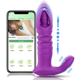 Anal Butt Plug Vibrator Wireless Bluetooth App Controlled Thrusting Dildo g Spot Clitoris Stimulator Sex Toys for Women
