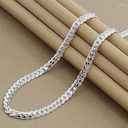 Chains S925 Sterling Silver Gold/Solid 8/16/18/20/22/24 Inch Side Chain Necklace For Women Man Fashion Jewellery Gifts