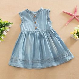 Girl's Dresses AiLe Rabbit Girls Denim Dress Princess Embroidered Sleeveless High Quality Casual Comfortable Children's Clothing K1