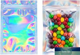 100 Pieces Resealable Smell Proof Bags Foil Pouch Bag Flat laser Colour Packaging for Party Favour Food Storage mylar Classic