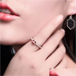 Band Rings Sier Pink Love Cz Ring For Fashion Women Cute Fine Jewelry 2021 Wedding Accessories Gift Drop Delivery Dhm0Q