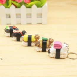 Creative Cat Sushi Keychain Key Rings Handbag Hanging Pendants Phone Charms Key Chain Gift for Kids