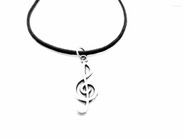 Pendant Necklaces Simple Musical Note Necklace Music Notation Theme Symbol Treble Clef Leather Rope