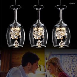 Pendant Lamps Modern Crystal Wine Glasses Bar Chandelier Ceiling Light Lamp LED Lighting Hanging Dining Room Fixture