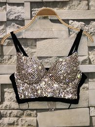 Camis Rhinestone Bead Bustier Corset Pearls Diamond Push Up Night Club Bralette Women's New Fashion Bra Cropped Top Plus Size