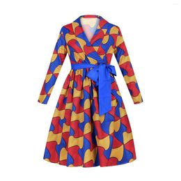 Ethnic Clothing 2023 Fashion African Dresses For Women Autumn Winter Dashiki Africa Style Print Rich Bazin Top Midi