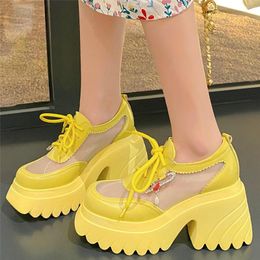 Sandals 2023 Summer Party Shoes Women Lace Up High Heel Roman Gladiator Female Breathable Round Toe Platform Pumps Casual