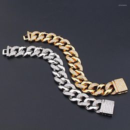 Necklace Earrings Set Wide 19MM Miami Street Hip Hop Men Women Lady Plated Gold Colo Alternate Cubic Zircon Bling Rapper Cuban Chain