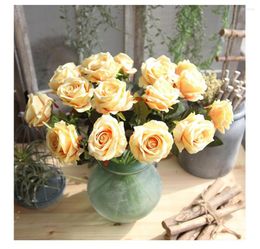 Decorative Flowers 5Pcs/lot Real Touch Rose Artificial Silk For Wedding Home Design Bouquet Decoration Valentine Day