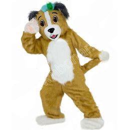 Long Fur Husky Cute Dog Mascot Costume Leather Jacket Halloween Suit Role Play Xmas Easter Ad Clothes