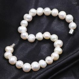 Charm Bracelets Charms Women Bracelet Natural Freshwater Pearl & Bangle Magnet Clasp White Pearls Beads Wrist Jewelry 7.5inch A759