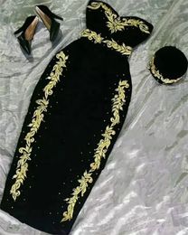 Urban Sexy Dresses Algeria Evening Special Occasion Sleeveless Gold Applique Velvet Green Prom 2023 Caftan Maroquin Karakou 230606