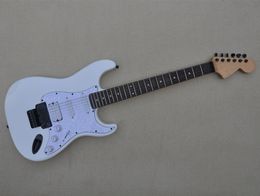 Factory White Body Electric Guitar with Black Hardware,Tremolo Bridge,Offer Logo/Color Customise