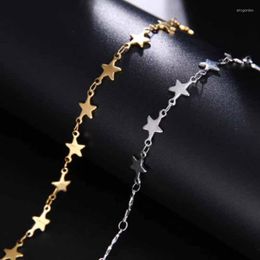 Link Bracelets 2023 Fashion Design Gold Plated Star Bracelet Chain For Women Pentagram Pendant Charm Daily Wear Party Jewellery