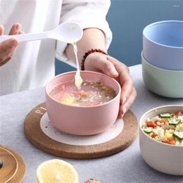 Bowls 1PC Lightweight Natural Wheat Straw Bowl Household Fruit Vegetable Degradable Fibre Baby Dessert Snack Salad Rice