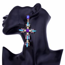 Dangle Chandelier Trendy Cross Earrings For Women Big statement Earring crystal summer earing fashionable fall Jewellery 230607