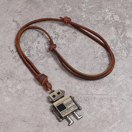 retro hand and foot movable robot cowhide necklace designer Jewellery long pendant sweater chain