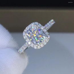 Cluster Rings Poetry Of Jew Store Radiant White Gold Moissanite Ring 1ct D VVS Luxury Weding For Women