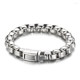Link Bracelets Punk Stainless Steel Bracelet For Men Vintage Shiny Pearl Chain Silver Color Male Jewelry Accessories
