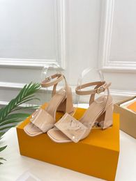 2023 High quality Designe sandals women Pink blue black sandal fashion strap 5.5-8.5cm heel luxury Calf leather pumps size 35-41