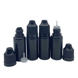 500pcs Empty PE 10ml Bottle Soft Black Plastic Jar With Childproof Cap And Long Tip Liquid Vial 8YH8