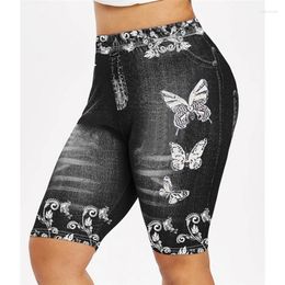 Women's Leggings Jeans Woman Stretch Butterfly Printed Short Leggins Pants Summer Breeches High Waist Perfect Fit Jeggings