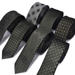 Neck Ties Mens Casual Slim Classic Polyester Woven Party Neckties Fashion Plaid Dots Man Tie For Wedding Business Male 230605